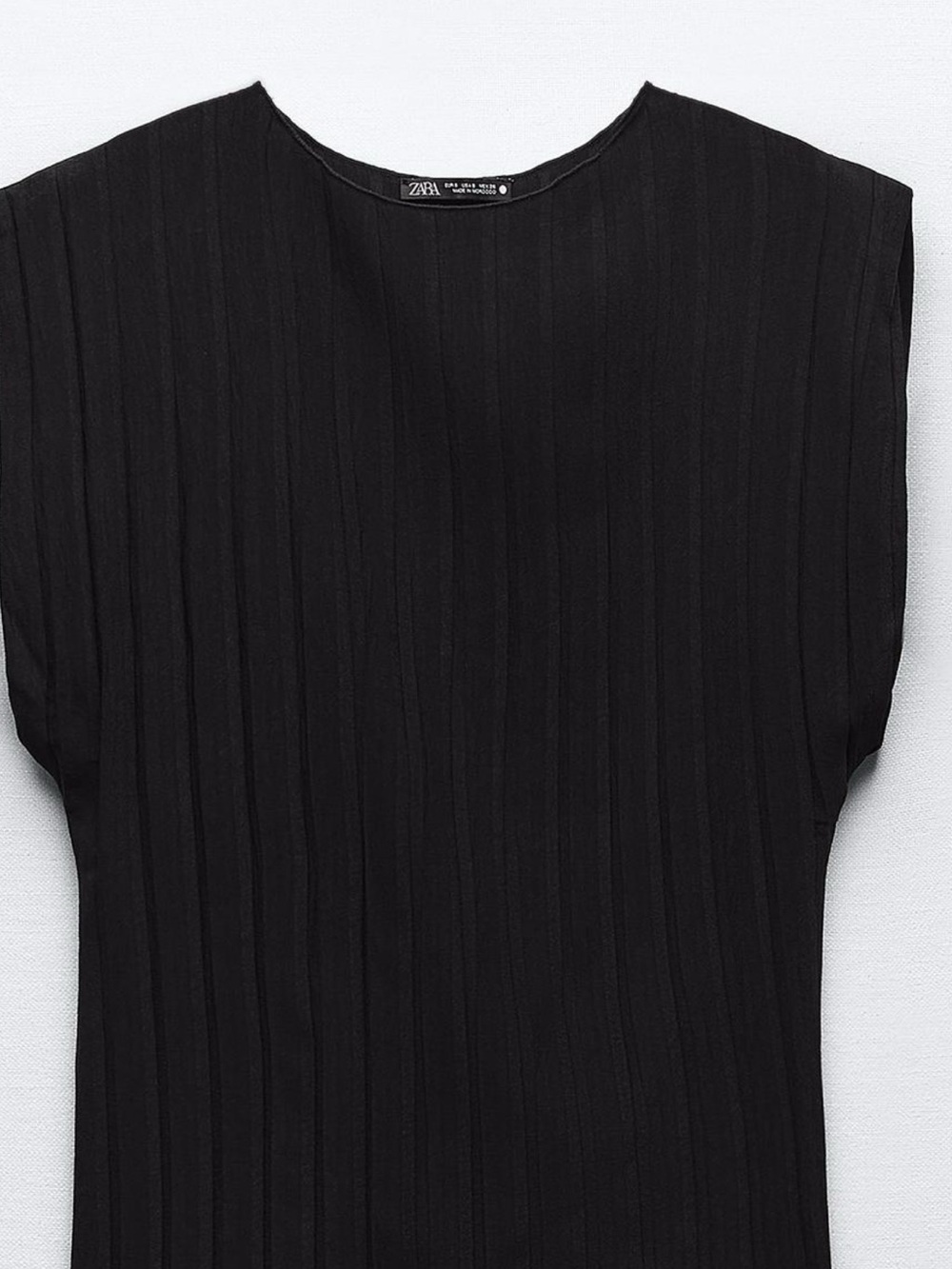 Zara Black Ribbed Tank Top with Cap Shoulders